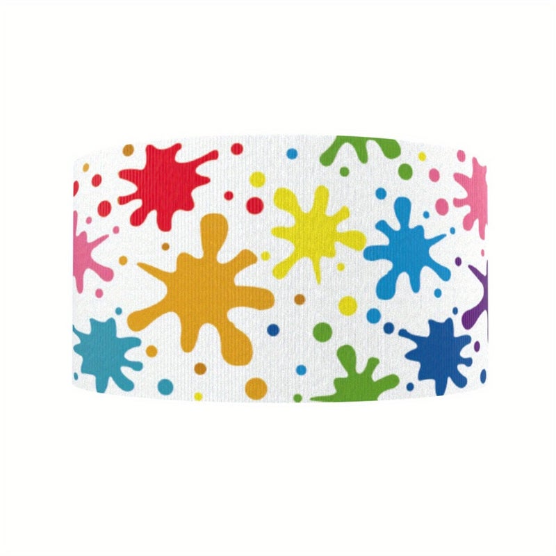 5 Yards 50mm Multicolor Paint Splatter Pattern Polyester Grosgrain Ribbon Roll Durable Craft Ribbon for Gift Wrapping Hair Bows Holiday Wreaths Home Decor Party Supplies and DIY Wallet Making - Image 4