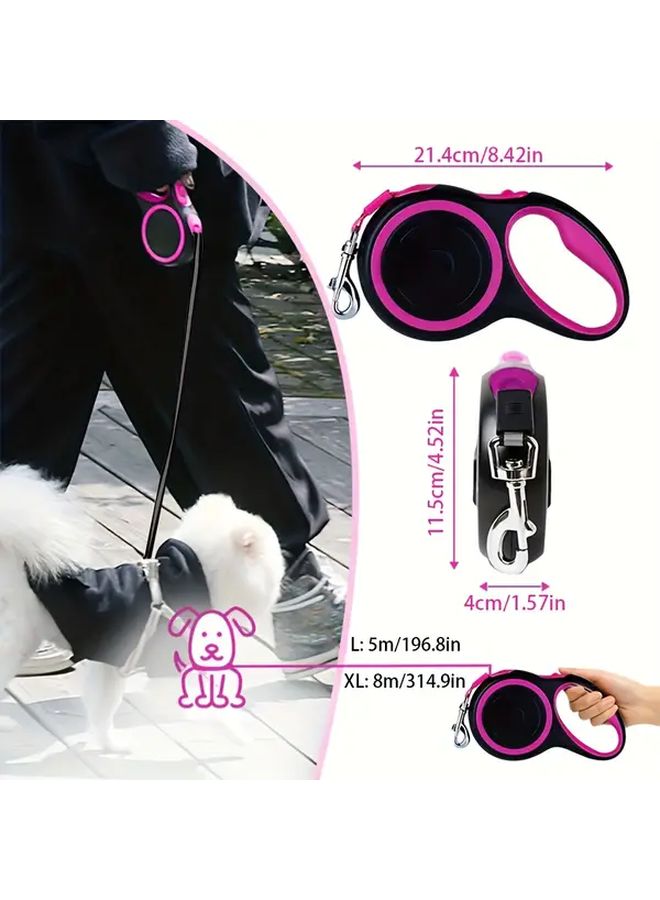 XL Rose Red Retractable Dog Leash 26ft 16ft Durable ABS Handle Ergonomic Grip - Image 2