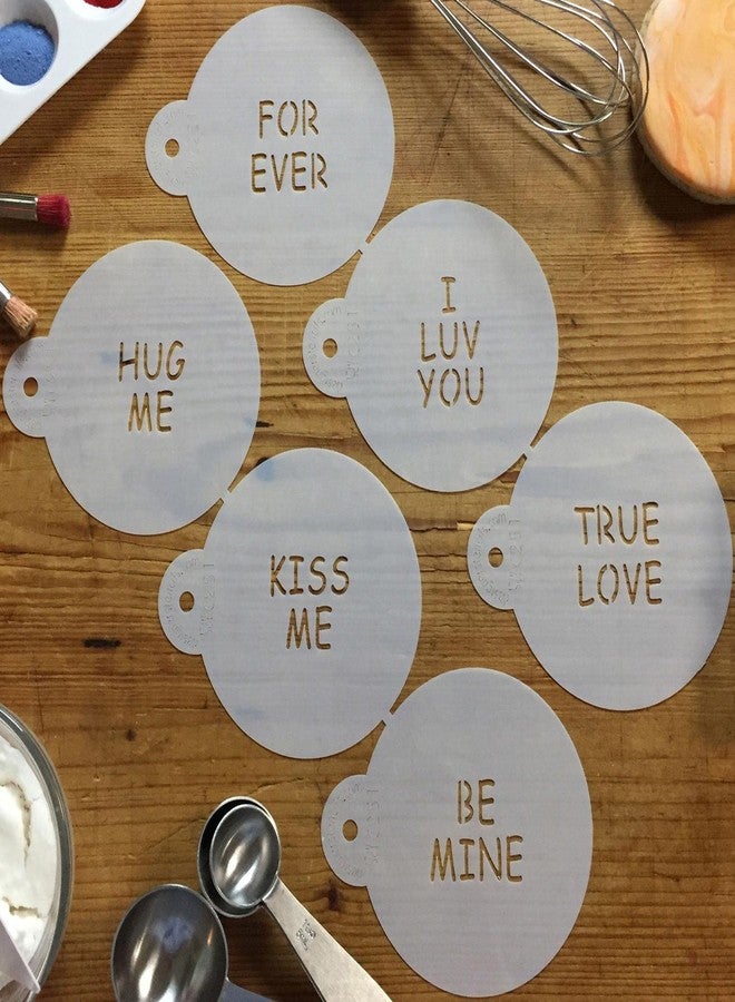 Designer Stencils Large Candy Heart Sayings Cookie Stencils, Beige/semi-transparent, fits 3 inch circle - Image 3