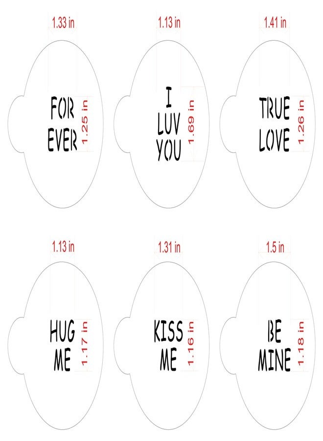 Designer Stencils Large Candy Heart Sayings Cookie Stencils, Beige/semi-transparent, fits 3 inch circle - Image 4