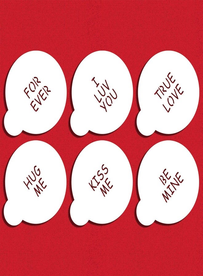 Designer Stencils Large Candy Heart Sayings Cookie Stencils, Beige/semi-transparent, fits 3 inch circle - Image 2