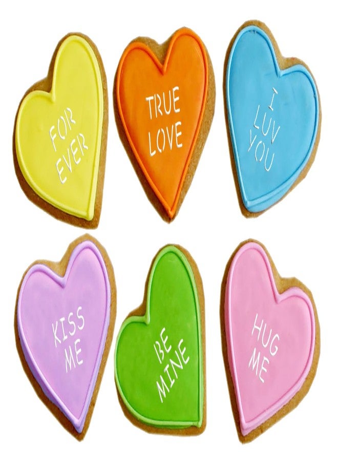 Designer Stencils Large Candy Heart Sayings Cookie Stencils, Beige/semi-transparent, fits 3 inch circle - Image 5