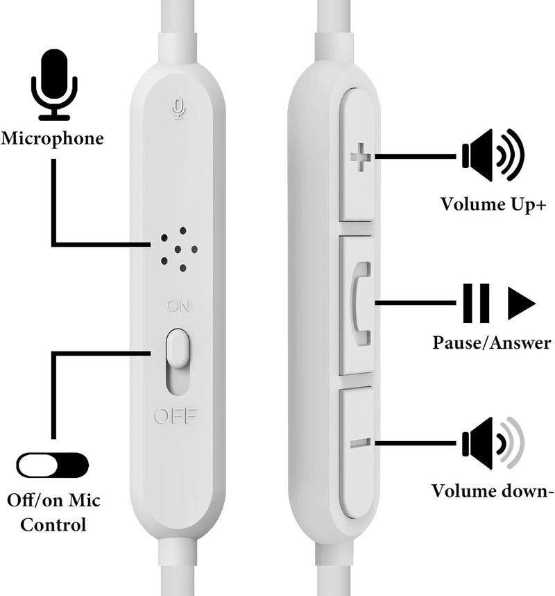 Geekria QuickFit Audio Cable Compatible with JBL E35 E40 E40BT E45BT E50BT E55BT 650BTNC 600BTNC Headphones, 2.5mm AUX Replacement Stereo Cord with In-Line Microphone (White 4ft/1.2m) - Image 3