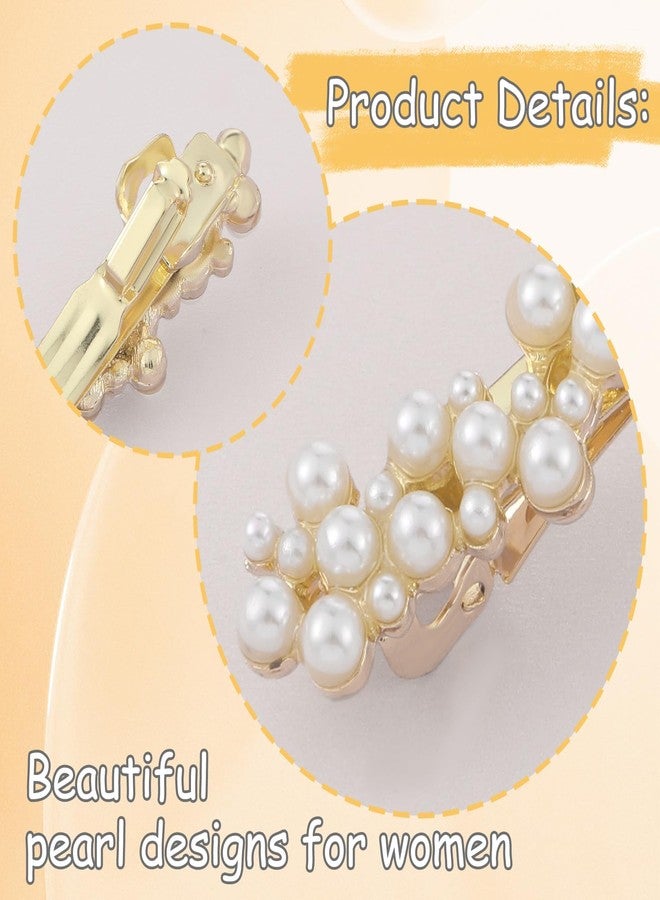 Aeaocvo 2 Pcs Pearl Hair Barrettes for Women, Elegant Gold Hair Clips with Pearls, Fancy French Barrette Hairpins Decorative for Weddings, Parties, Daily Use - Image 3
