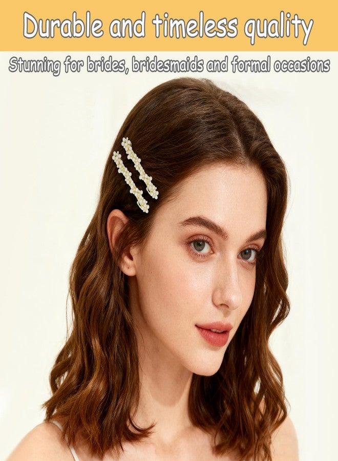 Aeaocvo 2 Pcs Pearl Hair Barrettes for Women, Elegant Gold Hair Clips with Pearls, Fancy French Barrette Hairpins Decorative for Weddings, Parties, Daily Use - Image 4