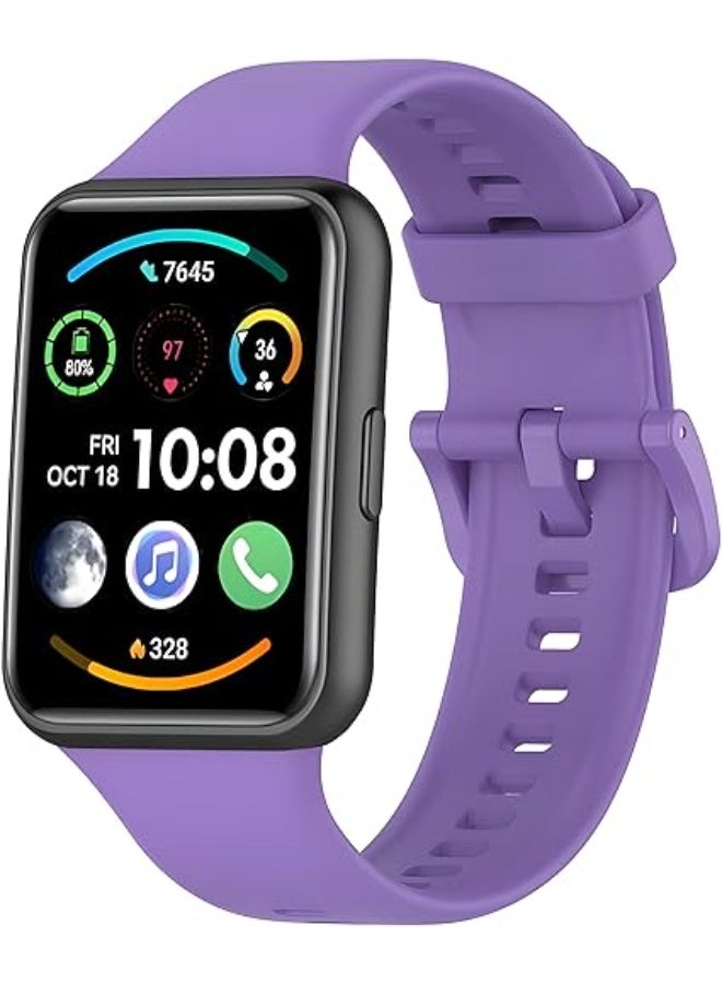 Silicone strap compatible with Huawei Fit 2, waterproof and breathable silicone sports replacement strap for men and women, replacement strap for Huawei Fit 2 - Purple - Image 3