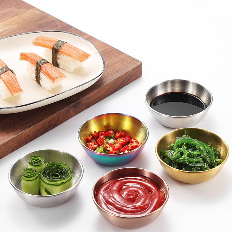 Mixed Color 304 Stainless Steel Sauce Bowls Set of 4 for Sushi - Image 5