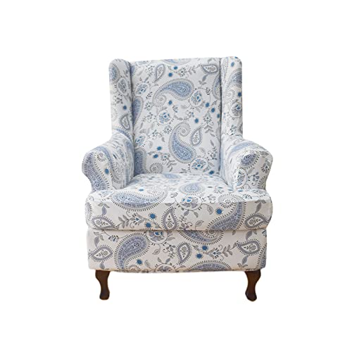 HAOYONG Wing Chair Slipcovers Printed Wingback Chair Covers 2 Pieces Wingback Armchair Slipcover Stretch Chair Slip Covers Washable Armchair Protector Cover for Living Room and Bedroom - Image 1
