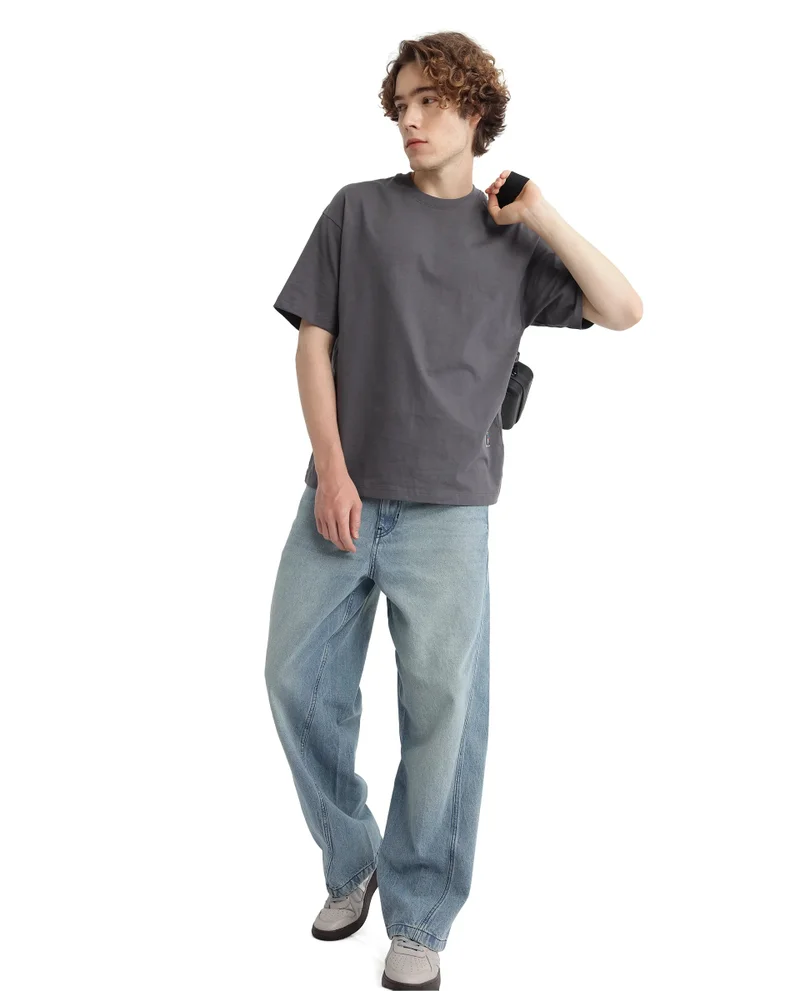 Rare Rabbit Men's Hd Back Print With Label Details Oversized T-Shirt