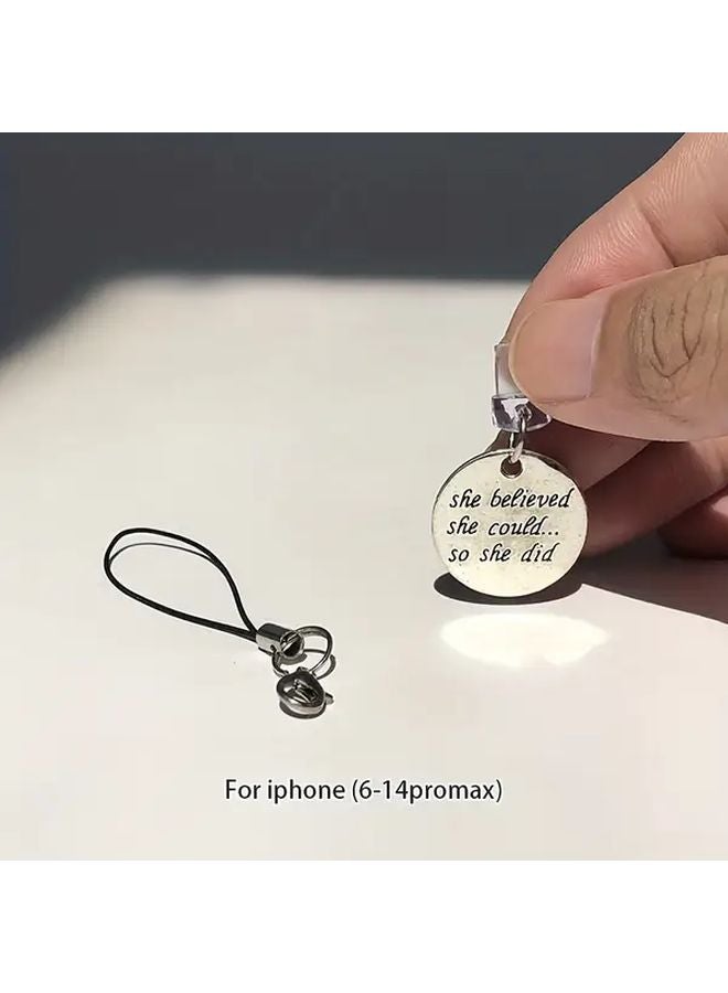 Never Give Up Motivational Phone Dust Plug For Iphone 6 14 Pro Max She Believed In Herself So She Did It - Image 1
