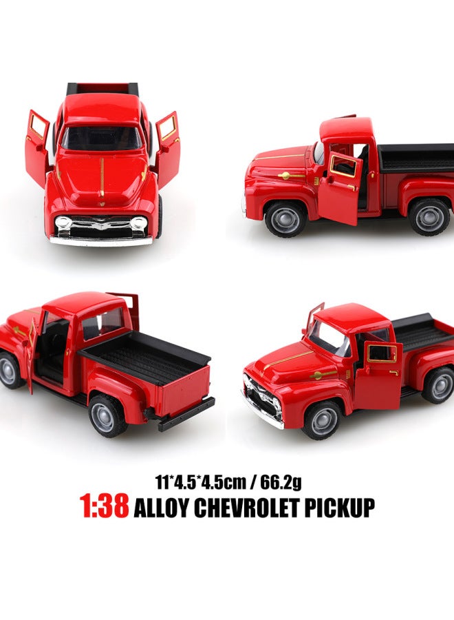 Bag 1:38 Retro Classic Classic Car Pickup Alloy Car Model Simulation Children's Toy Car Cross-border-Color:(bubble Bag) 1: 38 Special Retro Pickup Red  - Image 1