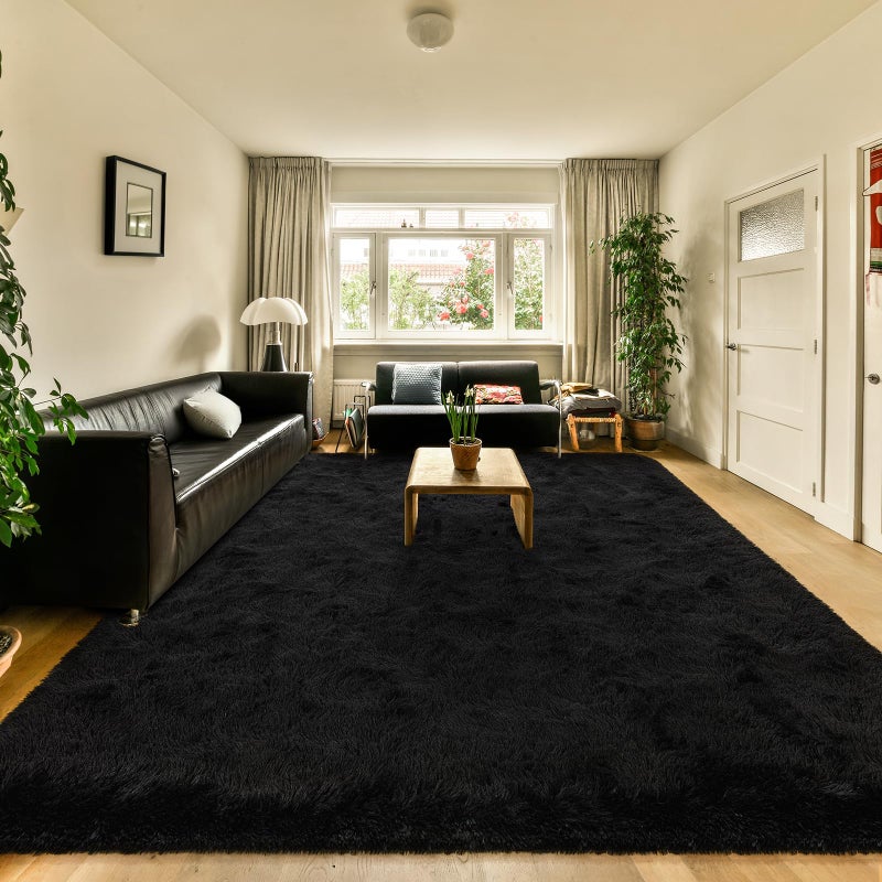 HOMORE Black Rug 8x10 Rugs for Living Room Large Fluffy Carpet for Bedroom Super Soft Shag Rug for Kids Nursery Boys Girls Room Dorm Decor