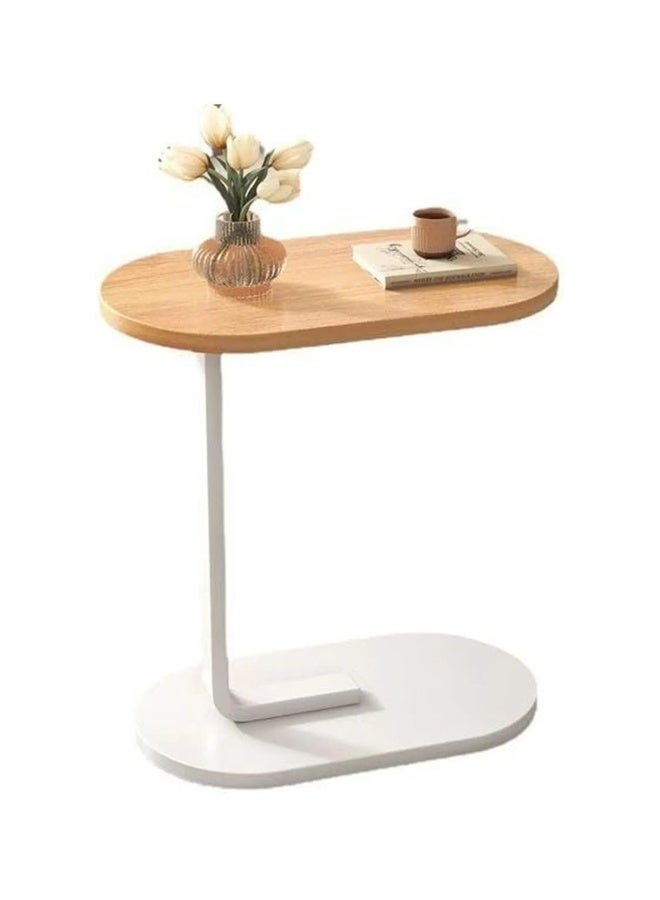 NZONE STORE Modern Coffee Table | C-Shaped Side Table with Wood Top and White Metal Frame 60x28x40cm Pack of 4 - Image 3