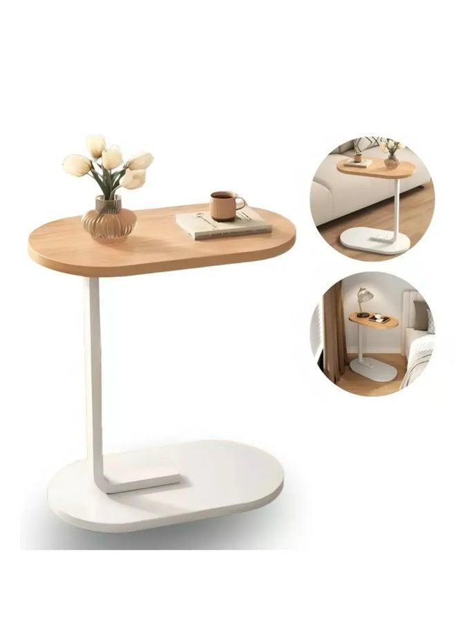 NZONE STORE Modern Coffee Table | C-Shaped Side Table with Wood Top and White Metal Frame 60x28x40cm Pack of 4 - Image 2