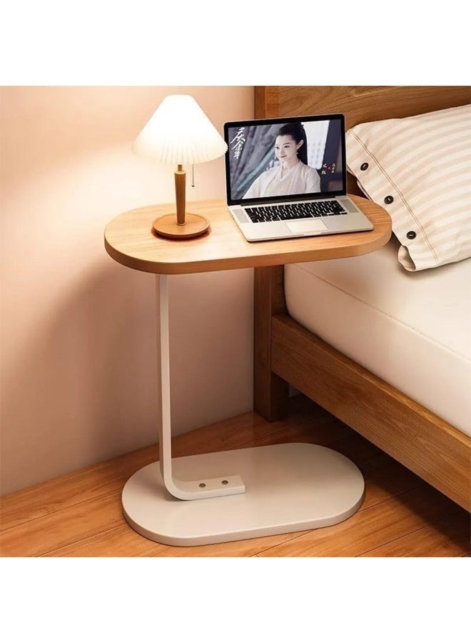 NZONE STORE Modern Coffee Table | C-Shaped Side Table with Wood Top and White Metal Frame 60x28x40cm Pack of 4 - Image 4