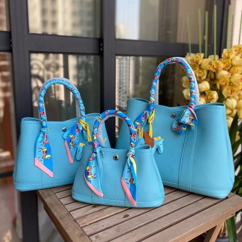 2026 New Model Top-Layer Cowhide Pebbled Leather 25Cm 30Cm 36Cm Garden Bag Genuine Leather Handbag Versatile Crossbody Bag - Image 2