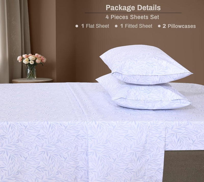 ZOYER 100% Cotton Sheets - Cooling & Crisp Queen Size Percale Sheets, 16" Deep Pockets Bed Set, Lightweight & Breathable, Durable, 4 Pieces, Blue Autumn - Image 5