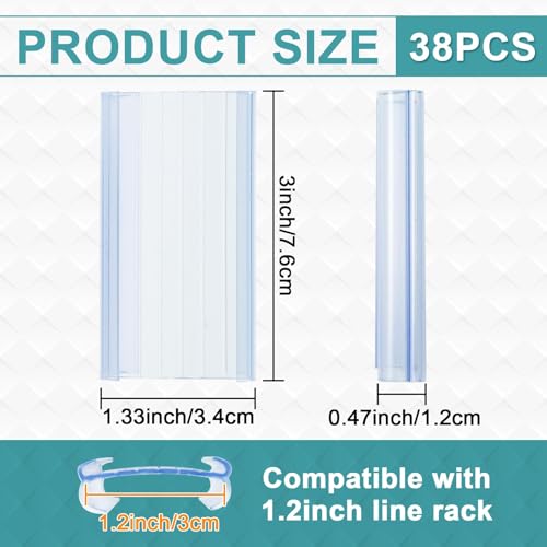SBYURE 38 Pack Wire Shelf Label Holder, 3 inch Shelf Labels, Shelf Clips for Metal Shelving(Paper Insert Not Included) - Image 2