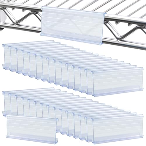 SBYURE 38 Pack Wire Shelf Label Holder, 3 inch Shelf Labels, Shelf Clips for Metal Shelving(Paper Insert Not Included) - Image 1
