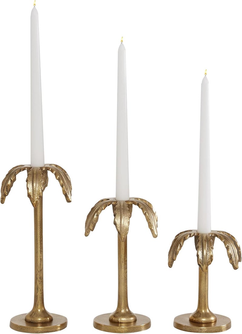 Deco 79 Fast intercity distribution Aluminum Metal Decorative Candle Holder Candle Stand, Set of 3 Candlestick Holder 6", 8", 10"H, Gold Diverse requirement fit - Image 1