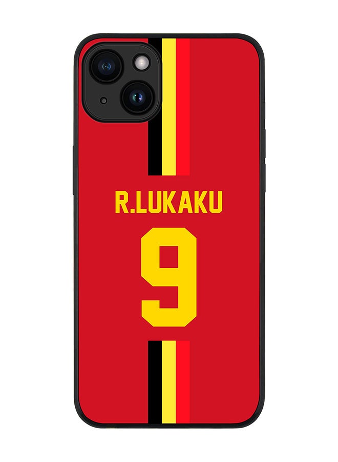 Stylizedd Cover for iPhone 15 Plus Case Rugged Black Slim fit Flexible Protective Phone Cases - Football Team - BelgiumPlayer Name - R.Lukaku - Image 1