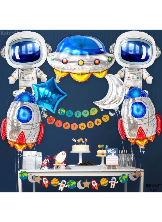 KATCHON Space Birthday Decorations Set- 37 Inch-pack Of 7 | Rocket Balloons For Space Themed Party Decorations | Astronaut Balloon For Outer space Party decorations | Blue Star Balloons - Image 3