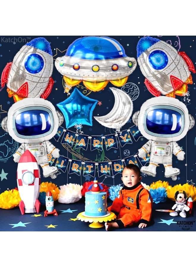 KATCHON Space Birthday Decorations Set- 37 Inch-pack Of 7 | Rocket Balloons For Space Themed Party Decorations | Astronaut Balloon For Outer space Party decorations | Blue Star Balloons - Image 5