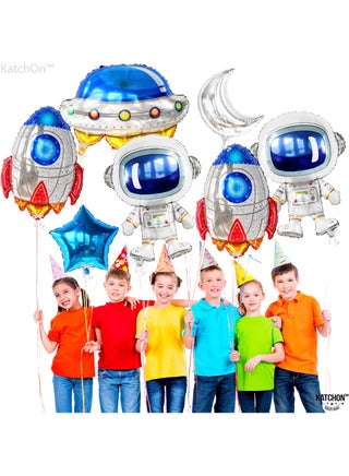 Space Birthday Decorations Set- 37 Inch-pack Of 7 | Rocket Balloons For Space Themed Party Decorations | Astronaut Balloon For Outer space Party decorations | Blue Star Balloons - view 2