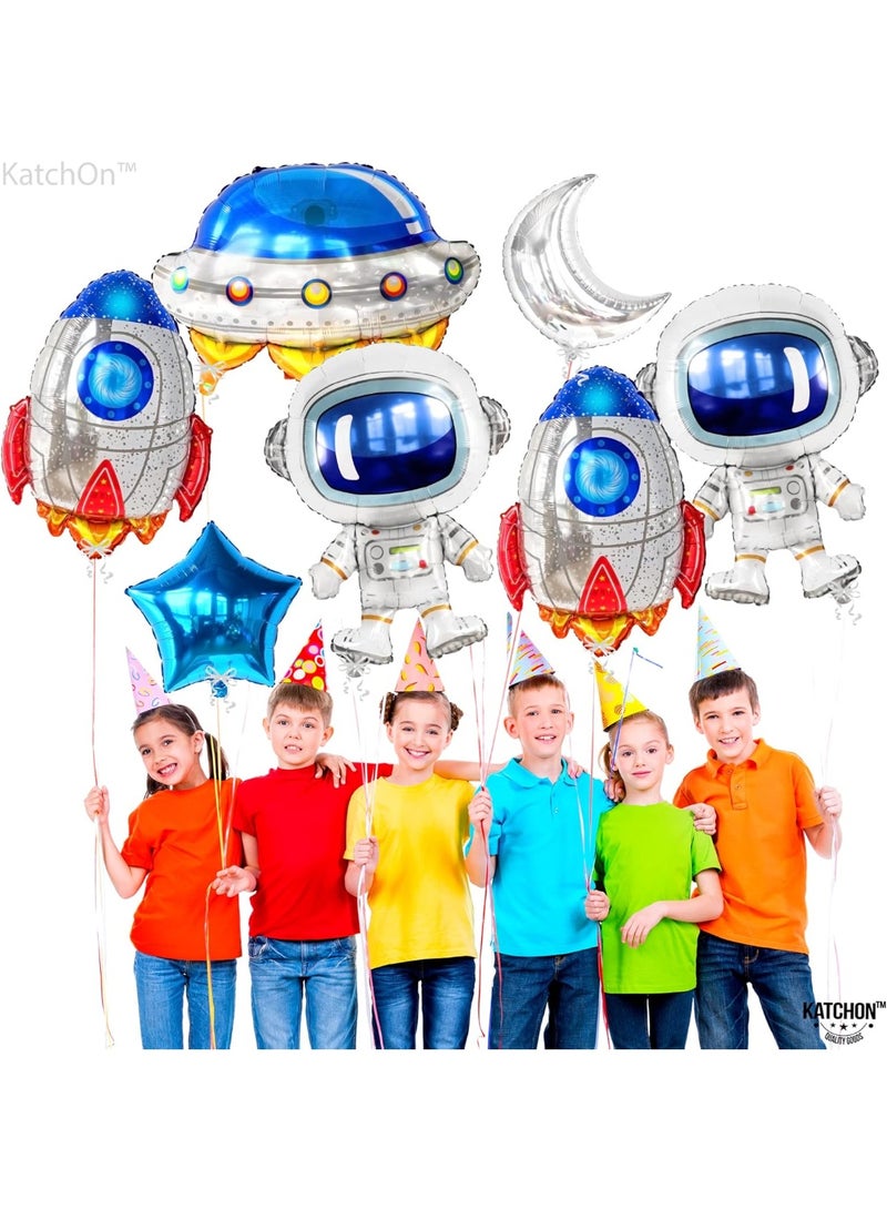 KATCHON Space Birthday Decorations Set- 37 Inch-pack Of 7 | Rocket Balloons For Space Themed Party Decorations | Astronaut Balloon For Outer space Party decorations | Blue Star Balloons - Image 2