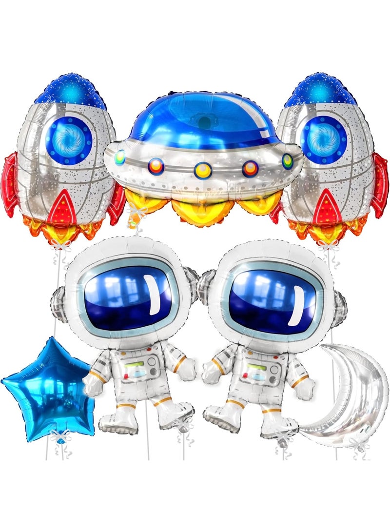 KATCHON Space Birthday Decorations Set- 37 Inch-pack Of 7 | Rocket Balloons For Space Themed Party Decorations | Astronaut Balloon For Outer space Party decorations | Blue Star Balloons - Image 1