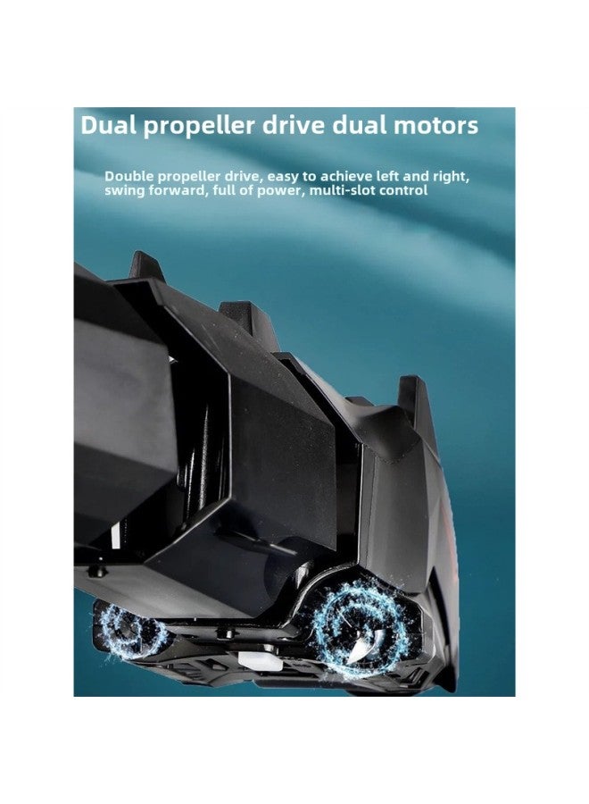 Water Remote Control Mechanical Python Rechargeable Water Remote Control Boat Electric Real Shark Python Model Children's Toys-Color:Simulated Blue Shark Can Spray Water With Headlight + Color Box-Specifications:A Total Of Three Batteries Can Be Used For About 90 Minutes - Image 3