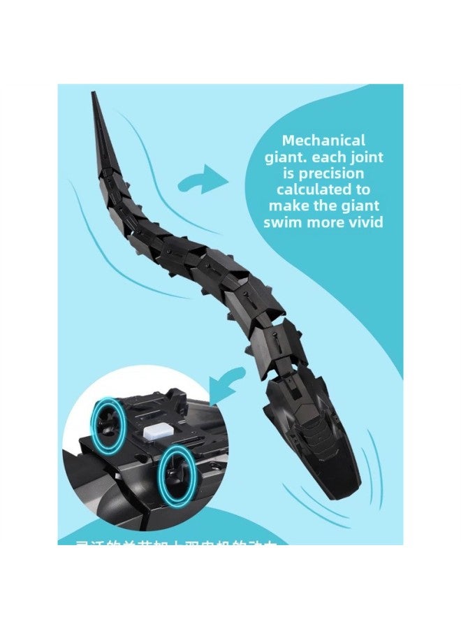 Water Remote Control Mechanical Python Rechargeable Water Remote Control Boat Electric Real Shark Python Model Children's Toys-Color:Simulated Blue Shark Can Spray Water With Headlight + Color Box-Specifications:A Total Of Three Batteries Can Be Used For About 90 Minutes - Image 5