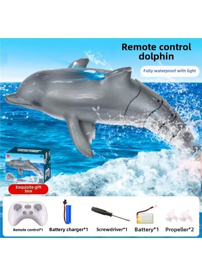 Water Remote Control Mechanical Python Rechargeable Water Remote Control Boat Electric Real Shark Python Model Children's Toys-Color:Simulated Blue Shark Can Spray Water With Headlight + Color Box-Specifications:A Total Of Three Batteries Can Be Used For About 90 Minutes - Image 2