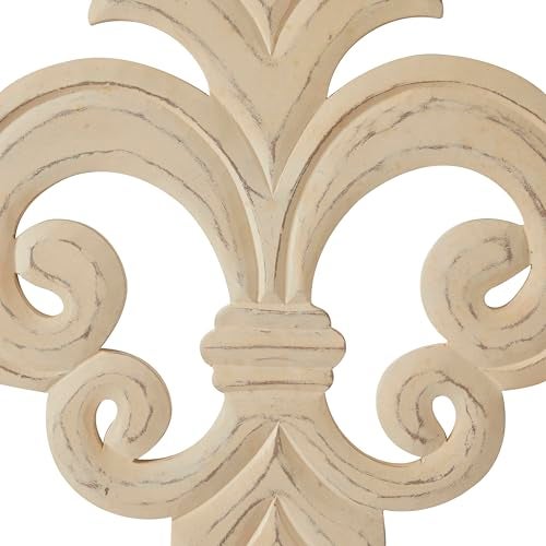 Deco 79 Wooden Fleur De Lis Home Wall Decor Carved Wall Sculpture, Wall Art 24" x 1" x 24", White - Image 2