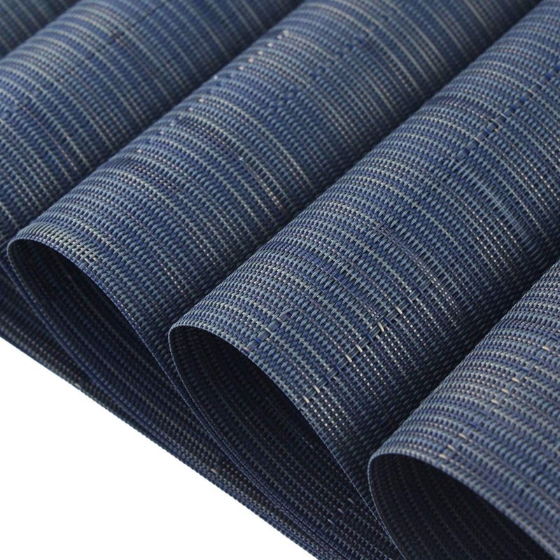 pigchcy Plastic Placemats,Washable Durable Vinyl Woven Table Mats,Elegant Heat Resistant Placemats for Dining Table Set of 4 (18 x 12 inches,Midnight Blue) - Image 3