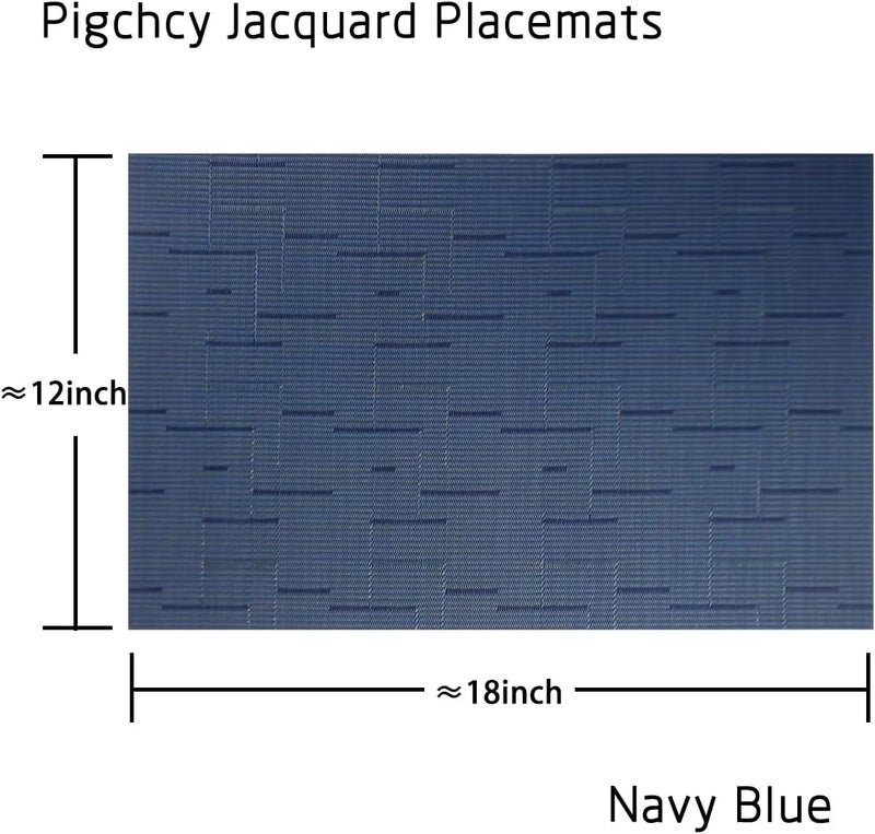 pigchcy Plastic Placemats,Washable Durable Vinyl Woven Table Mats,Elegant Heat Resistant Placemats for Dining Table Set of 4 (18 x 12 inches,Midnight Blue) - Image 2