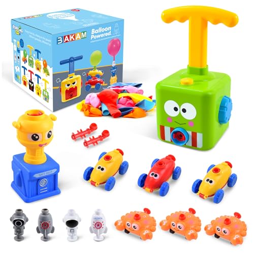 BAKAM Toddler Toys 3-4 for Boys Girls, Balloon Launcher & Powered Car Set, Fun Toddlers STEM Toy Balloon Pump Cars Racer Kit for Kids 3-5 (Frog) - Image 1