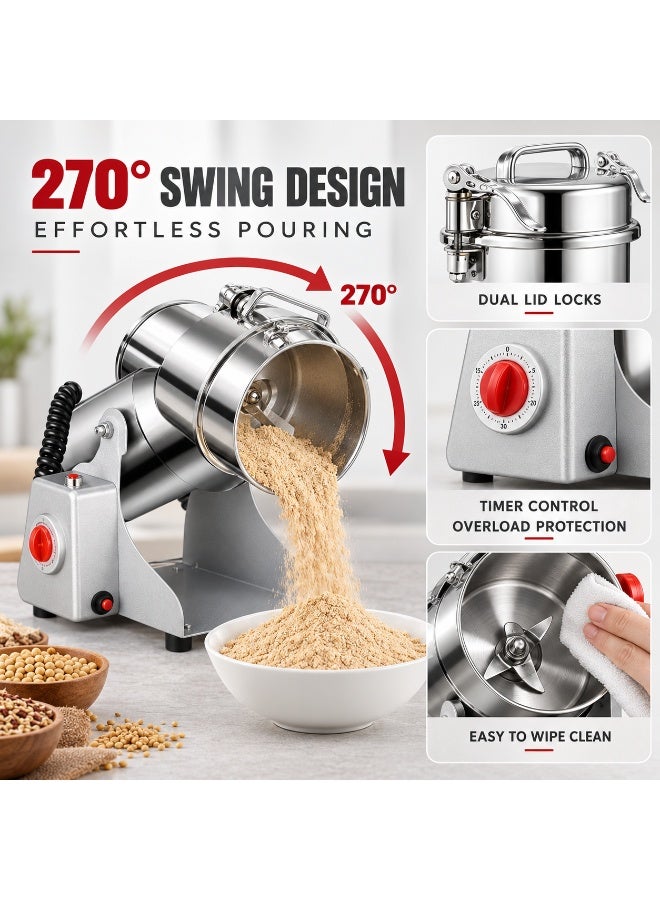 ET-LIFE 1400W 800g Grain Coffee Grinder, Superfine Mill 30s Speedy Grinding for Spice/Nut/Cereal/Coffee Bean Grains 34000RPM - Image 3