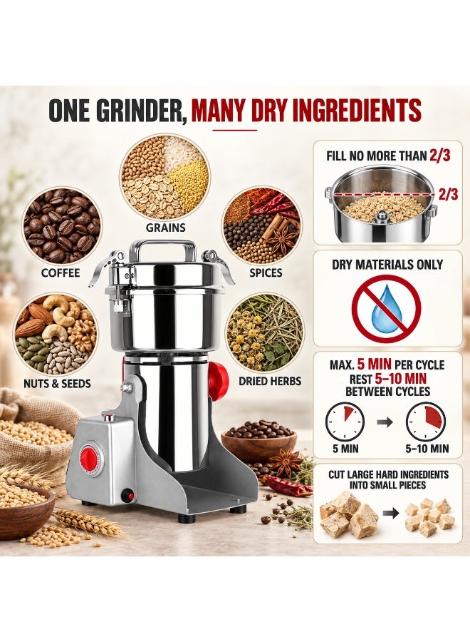 ET-LIFE 1400W 800g Grain Coffee Grinder, Superfine Mill 30s Speedy Grinding for Spice/Nut/Cereal/Coffee Bean Grains 34000RPM - Image 4