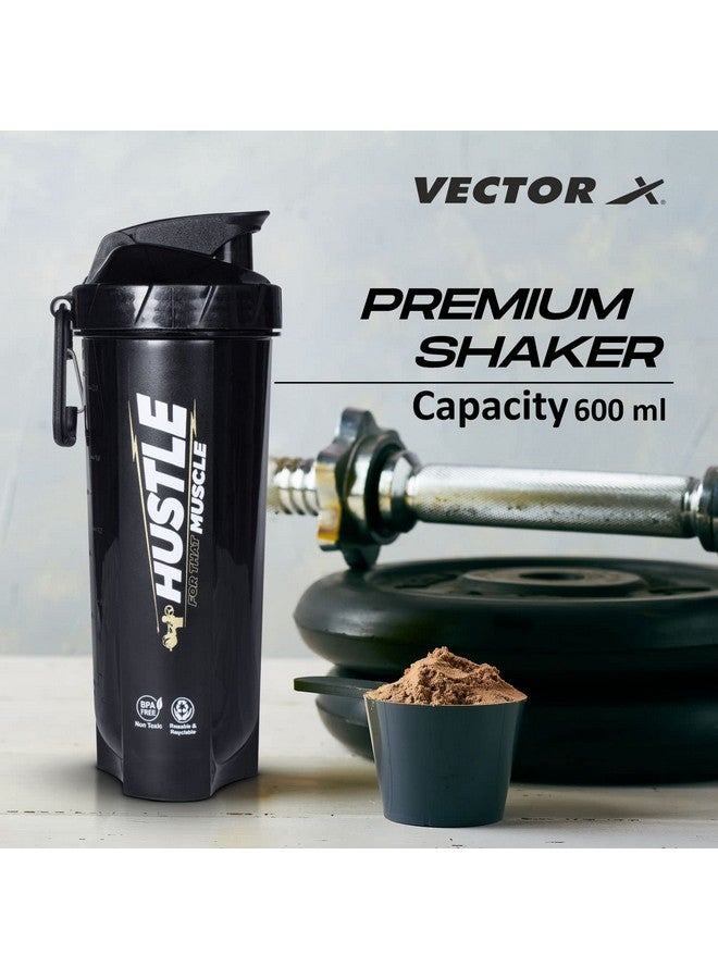 Vector X Plastic Gym Energy Shaker Bottle, Leakproof Guarantee Sipper Bottle Ideal for Protein, Preworkout and Bcaas, BPA-Free Material (Black, 600 Milliliters) (Black) - Image 4