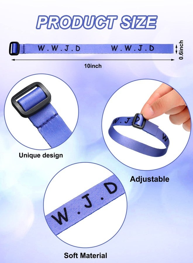 Juinte 100 Pcs WWJD Bracelets What Would Jesus Do Bracelets Webbing Jesus Religious Christian Wristbands 10 Colors Woven Wristbands for Women Men(Vivid Color) - Image 3