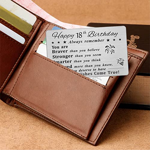 DEGASKEN Happy 18th Birthday Card, 18 Year Old Birthday Gifts for Boys Girls Teens, Permanent Engraved Steel Wallet Card - Image 3