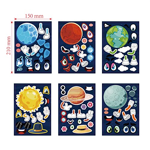 T-Antrix 24 Pieces Make Your Own Planet Stickers Make A Face Stickers for Kids Toddlers with Planets Solar System DIY Craft Kids Party Favor Supplies Crafts - Image 5
