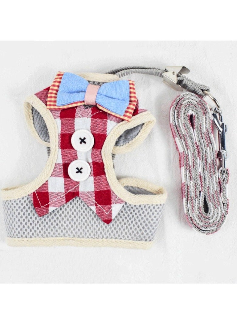 Loquat Vest Harnesses with Bow Tie,Breathble Dog Harness Plaid Collection Cute Pet Vest for Puppy  Cats - Image 1