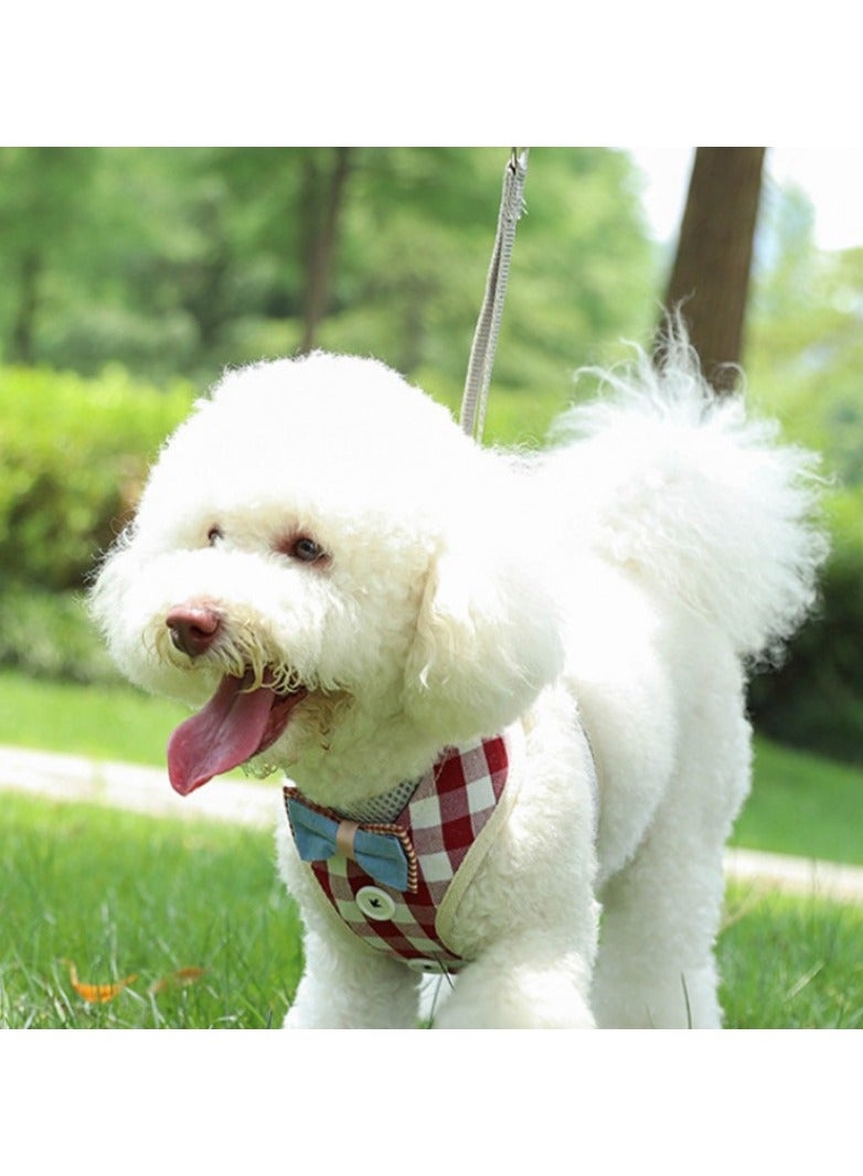 Loquat Vest Harnesses with Bow Tie,Breathble Dog Harness Plaid Collection Cute Pet Vest for Puppy  Cats - Image 2