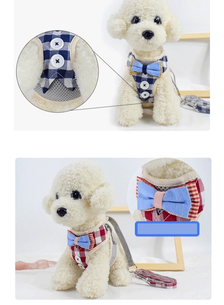 Loquat Vest Harnesses with Bow Tie,Breathble Dog Harness Plaid Collection Cute Pet Vest for Puppy  Cats - Image 4