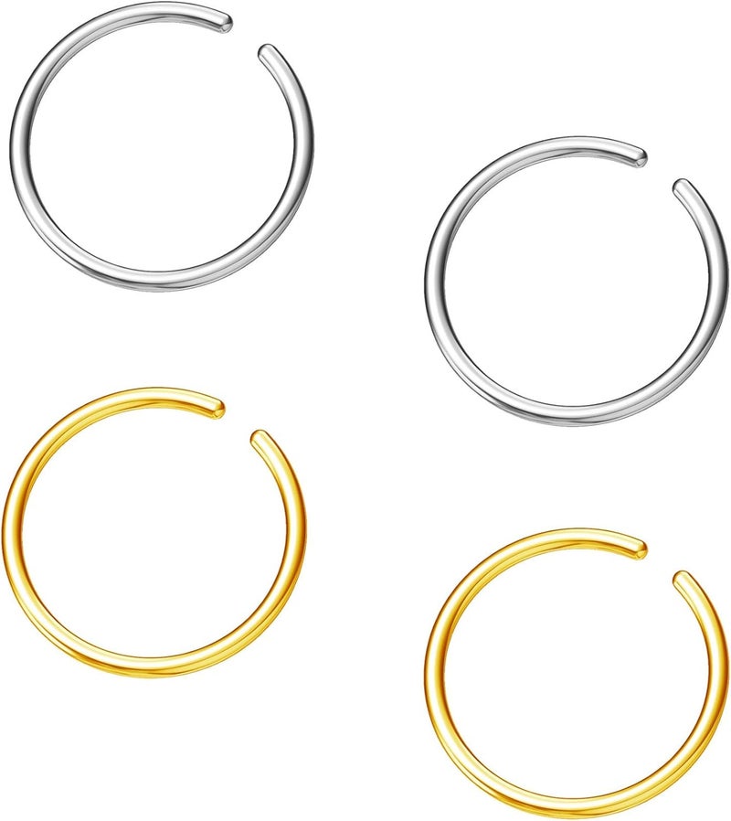 NZDLM أقراط الغضروف الحلقية أقراط مزيفة حلق أنف حلقة أنف Septum من الفولاذ المقاوم للصدأ للنساء والرجال والفتيات - Image 1