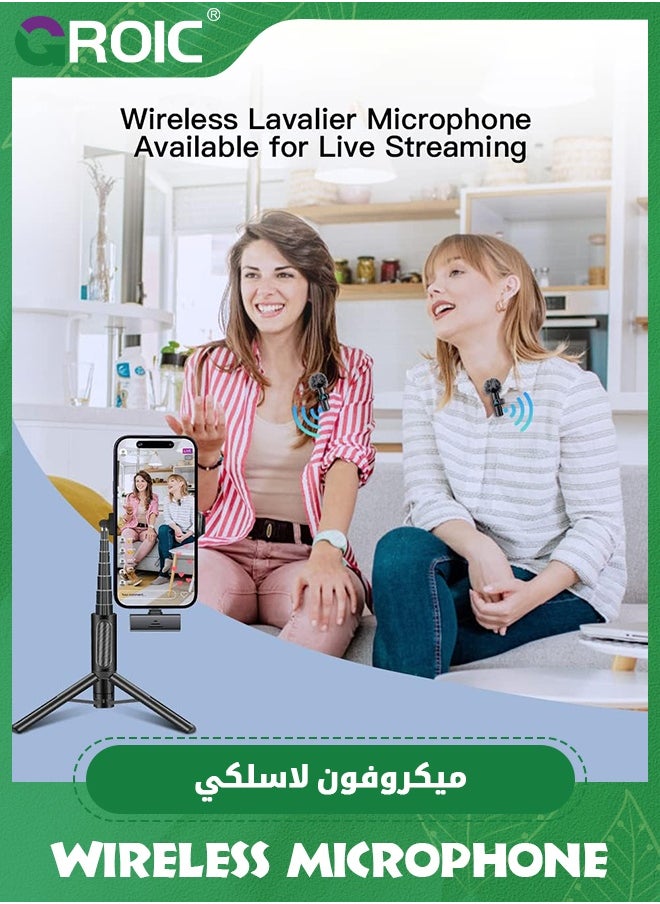 GROIC 2pcs Lavalier Wireless Microphone for iPhone iPad, Wireless Microphone for Video Recording, Game Live Streaming, Interviews, YouTube, TikTok, Vlog  - Image 5