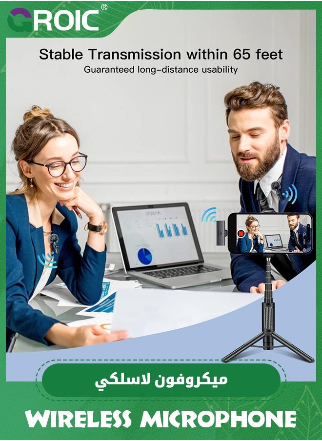 GROIC 2pcs Lavalier Wireless Microphone for iPhone iPad, Wireless Microphone for Video Recording, Game Live Streaming, Interviews, YouTube, TikTok, Vlog  - Image 2
