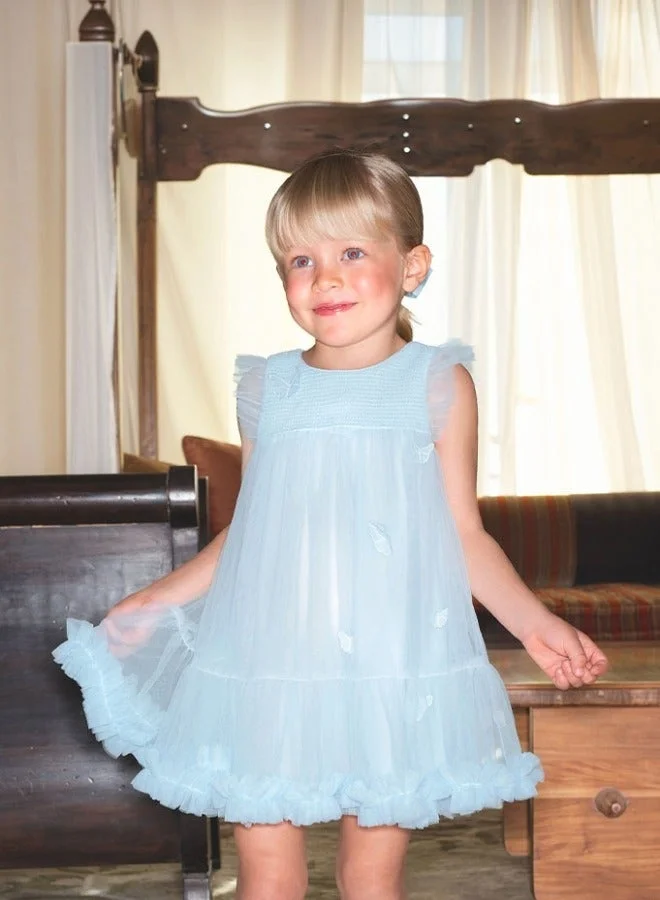 Dave & Bella Girls Butterfly Detail Tulle Dress